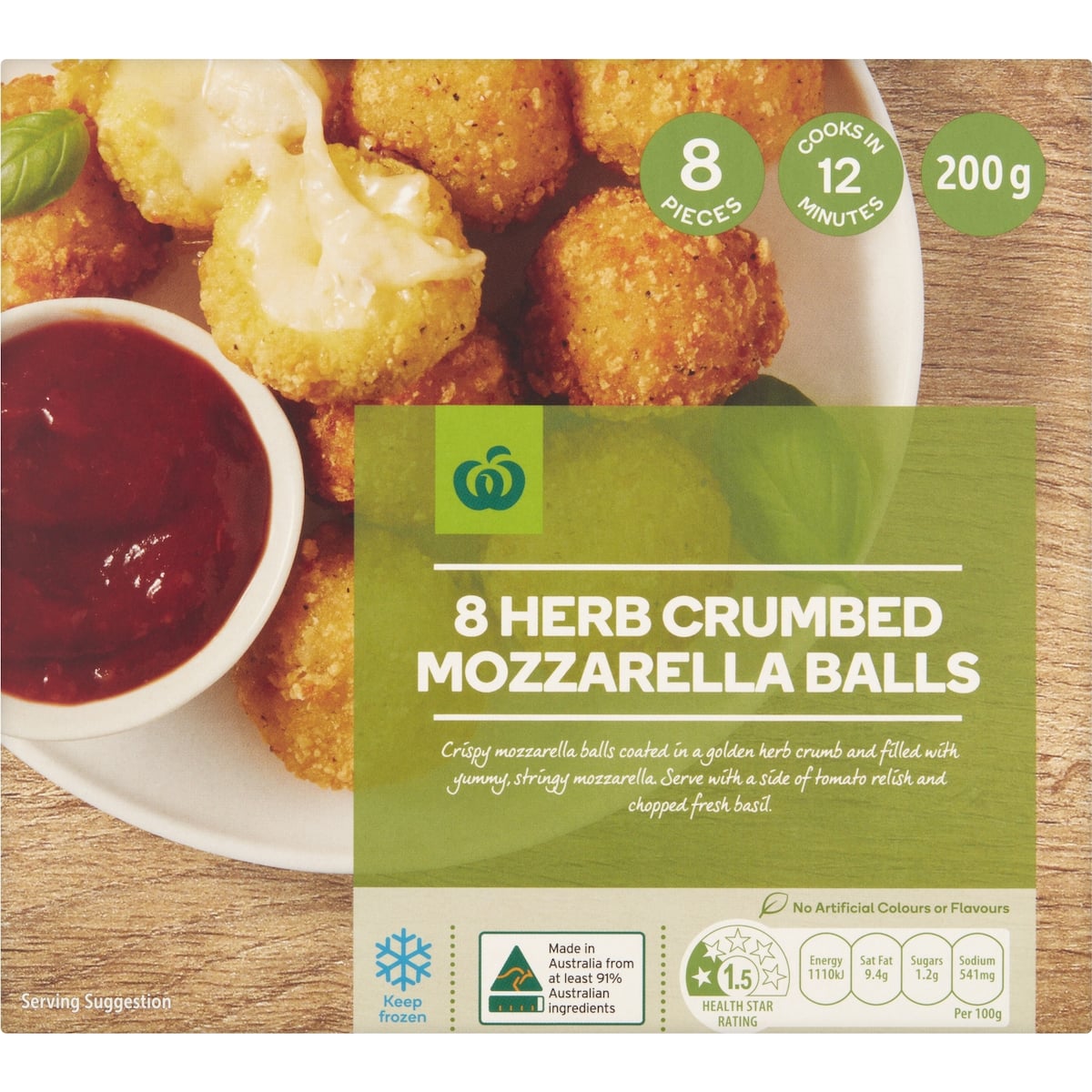 Woolworths Herb Crumbed Mozzarella Balls 8 Pack bunch