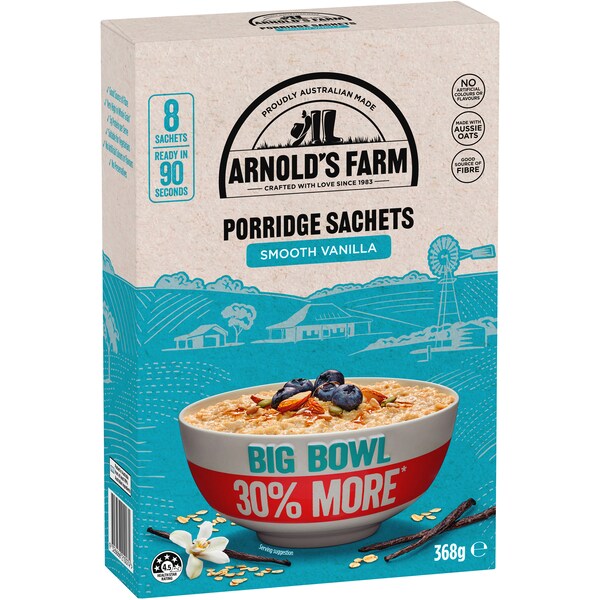 Arnold's Farm Porridge Sachets Smooth Vanilla 8 pack
