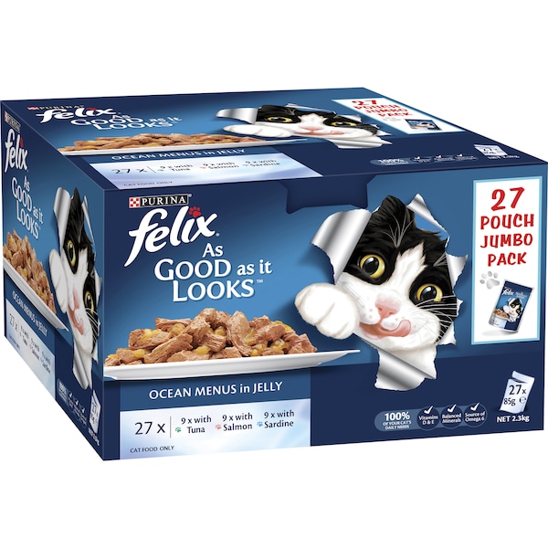 Felix Adult As Good As It Looks Ocean Menu Wet Cat Food 85g x 27 pack