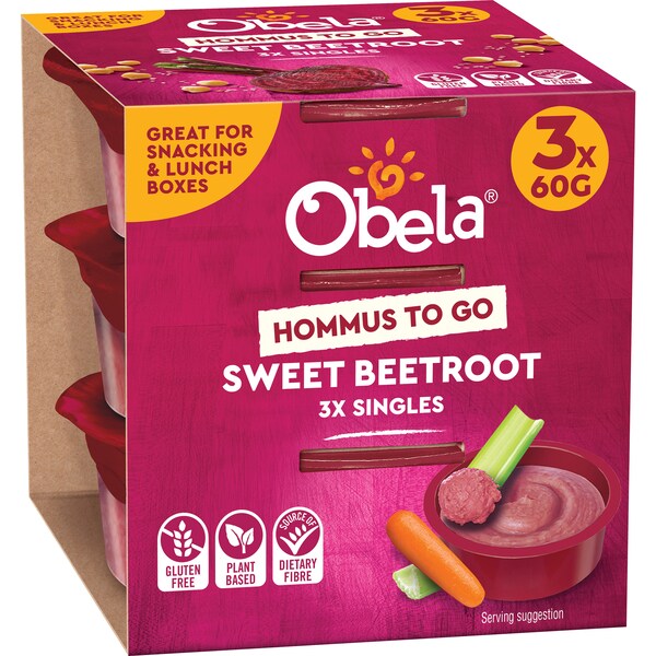 Obela Hommus To Go Sweet Beetroot 3 Pack