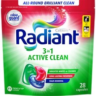 Radiant Active Clean Liquid Laundry Capsules Detergent Washing