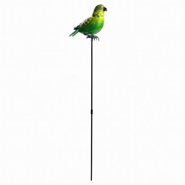 Green Gardener Metal Flying Bird Stake - Green Budgerigar Each