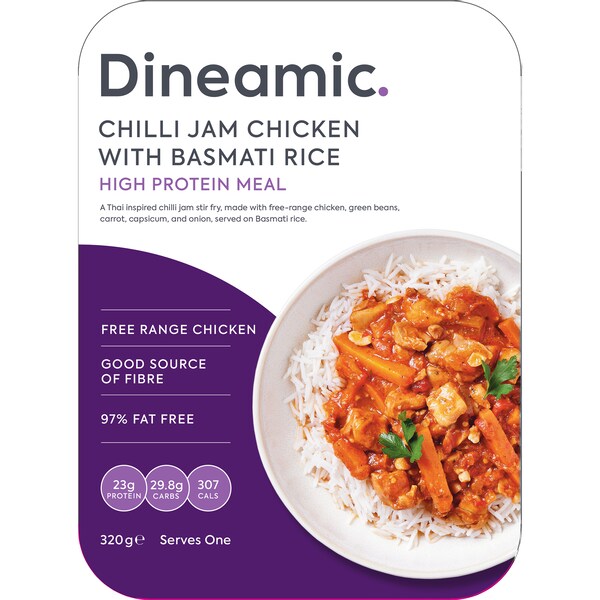 Dineamic Chilli Jam Chicken With Basmati Rice Frozen Meal 320g