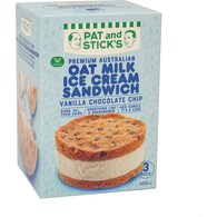 Pat And Stick's Oat Milk Ice Cream Sandwich Vanilla Choc Chip