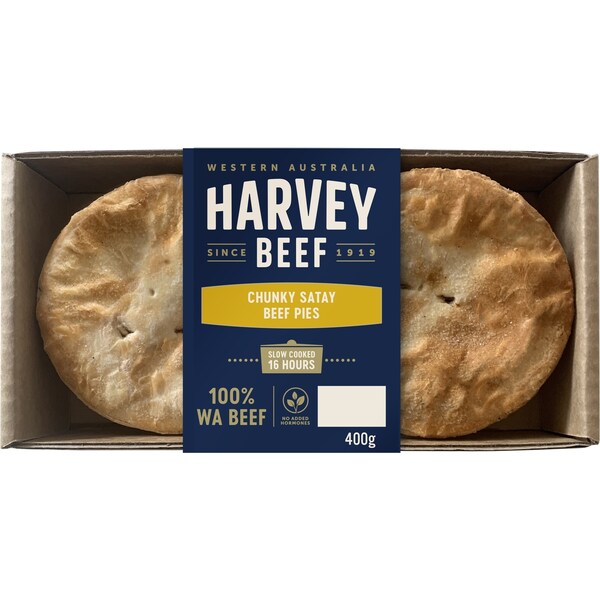 Harvey Beef Chunky Satay Beef Pies 200g x 2 pack