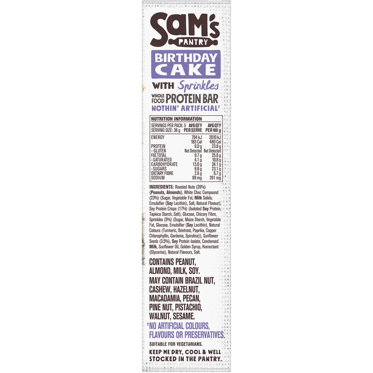 Sam's Pantry Birthday Cake With Sprinkles Protein Bar 5 Pack bunch