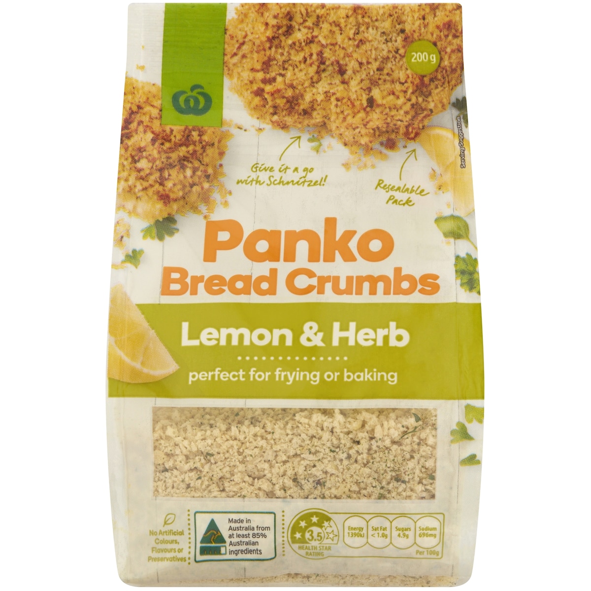 Woolworths Lemon and Herb Panko Crumbs 200g bunch