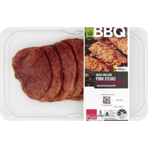 Woolworths Bbq Pork Grilling Steaks With Garlic and Pepper Seasoning