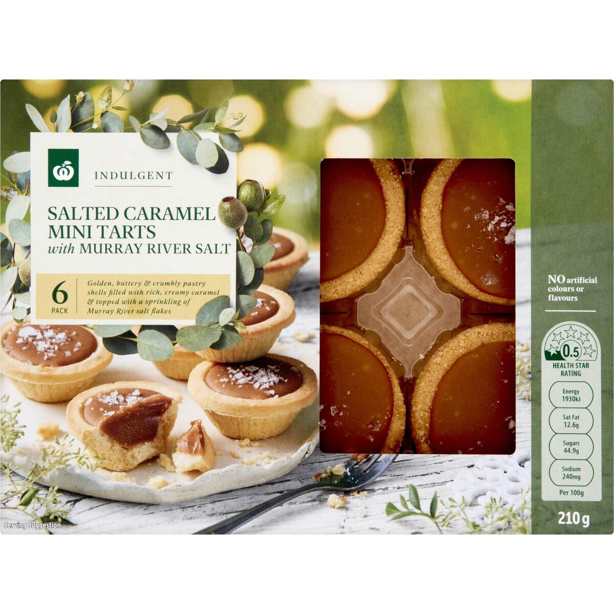 Woolworths Indulgent Mini Salted Caramel Tarts 6 Pack bunch
