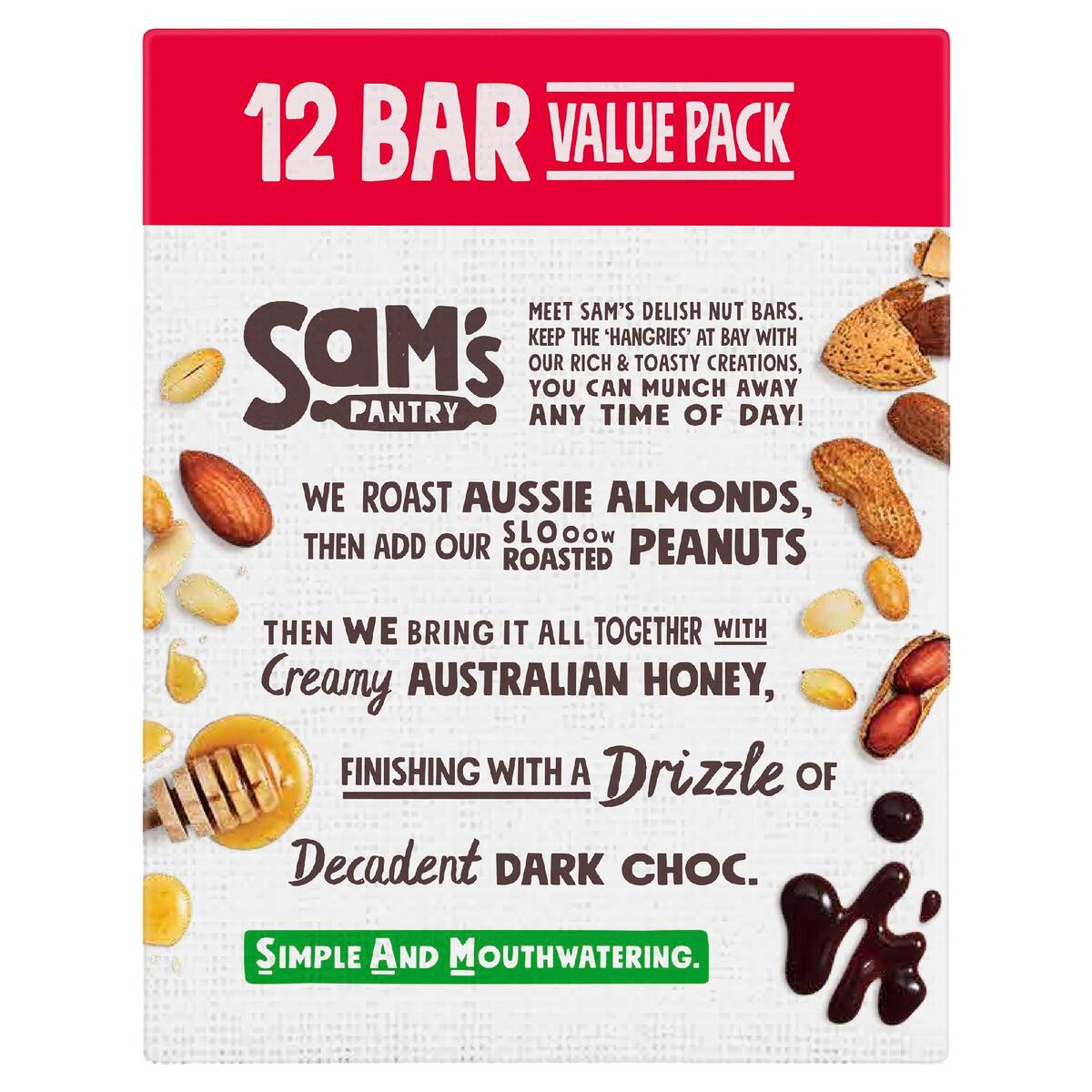 Sam's Pantry Scorched Almond With Dark Chocolate Nut Bar 12 Pack bunch