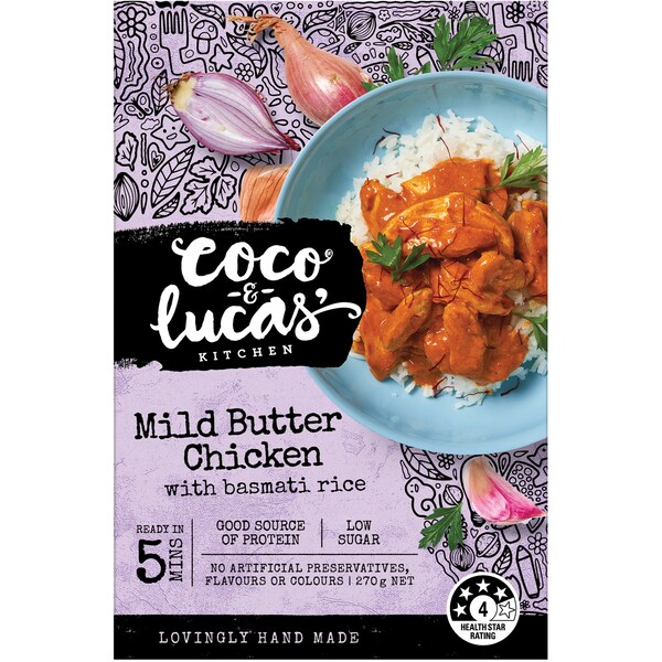 Coco & Lucas' Kitchen Mild Butter Chicken With Basmati Rice 270g
