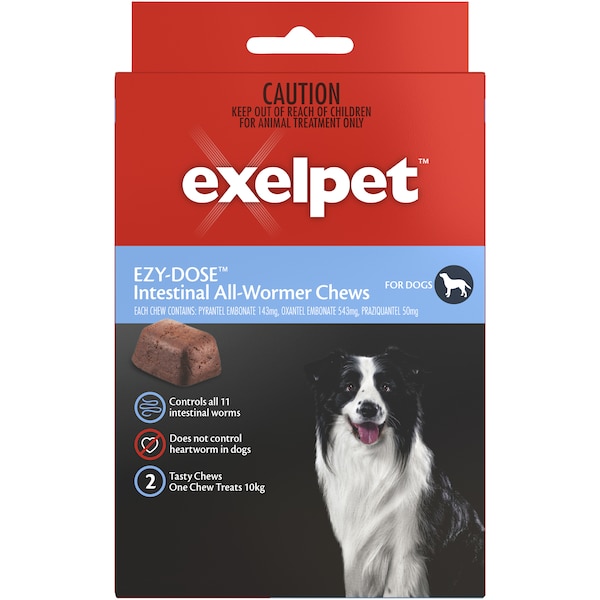 Exelpet Ezy-Dose Dog Treatment Intestinal Allwormer 2 Chews 12g