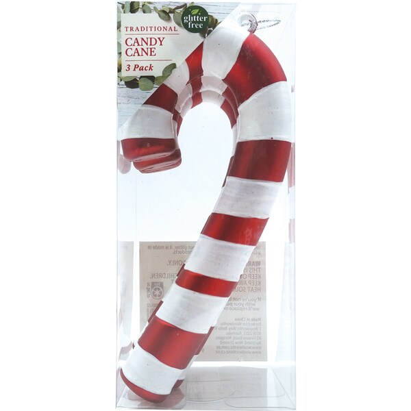 Christmas Traditional Candy Cane Red Ornaments 3 Pack