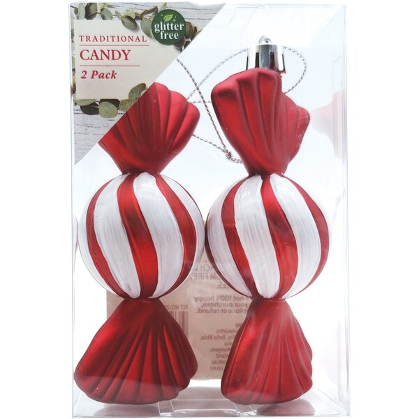 Christmas Traditional Candy Red Ornaments 2 Pack