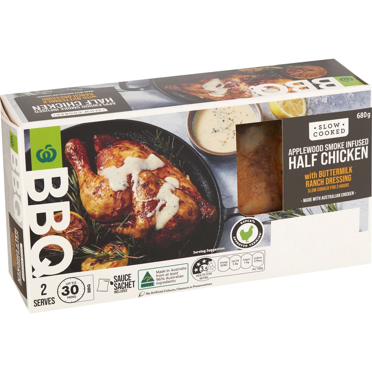 Woolworths Bbq Applewood Smoke Infused Half Chicken and Ranch Dressing