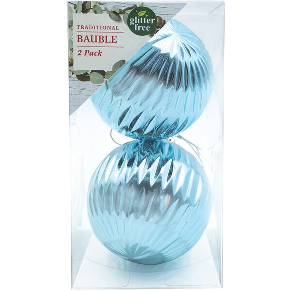 Christmas Traditional Baubles Disco Blue 2 Pack