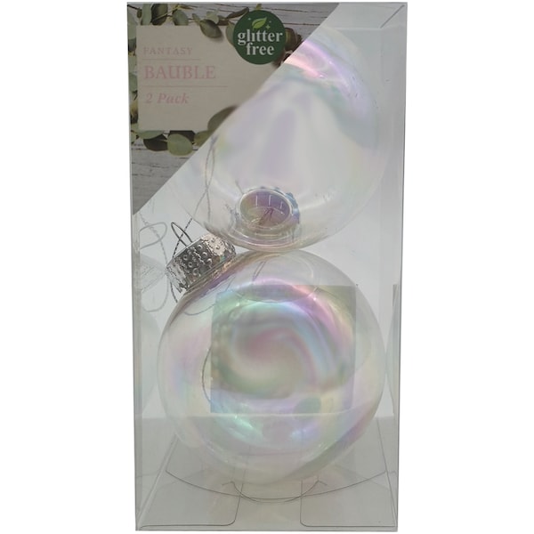 Christmas Fantasy Bauble Clear Iridescent 2 Pack