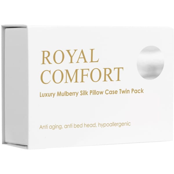 Royal Comfort Luxury Mulberry Silk Pillow Cases Blush White 2 pack