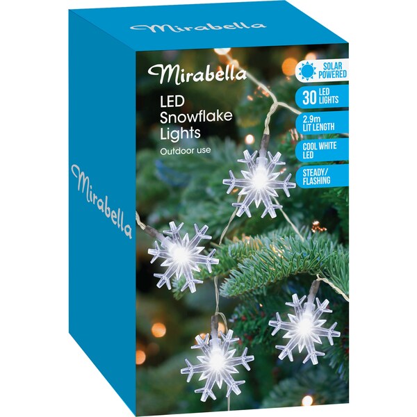 Christmas Solar Led 2.9m Snowflake Lights Each