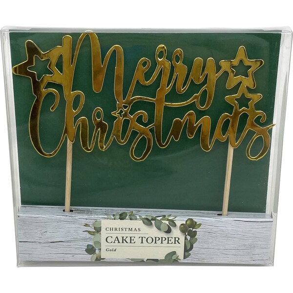 Christmas Cake Topper Gold Each
