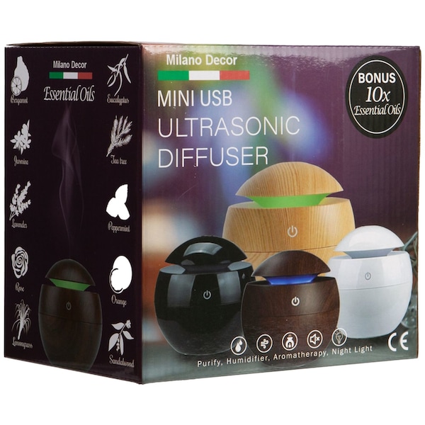 Milano Decor Mini Usb Ultrasonic Diffuser With 10 Bonus Essential Oils Each