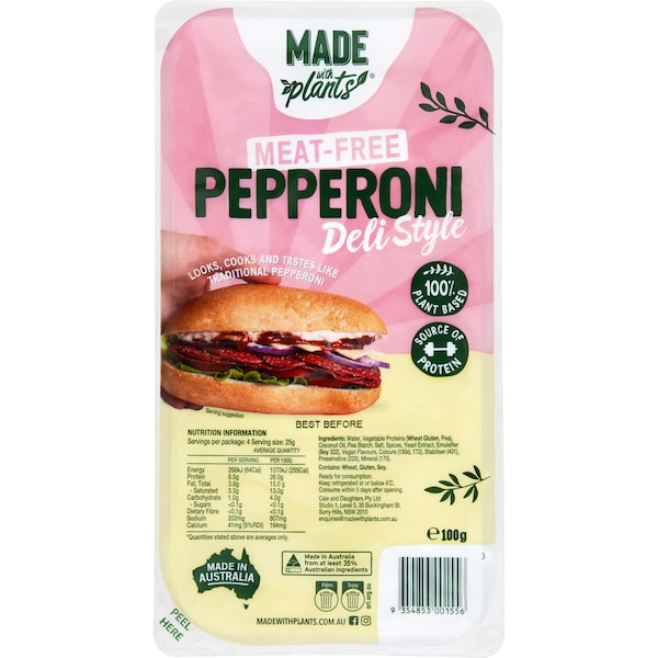 Made With Plants Meat Free Deli Style Pepperoni 100g