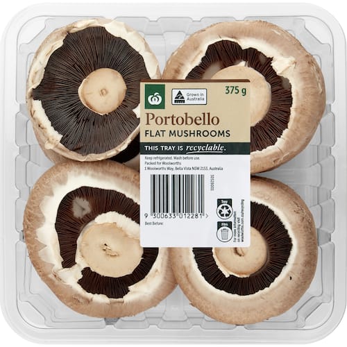 Woolworths Portobello Flat Mushrooms 375g bunch