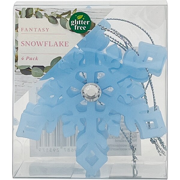 Christmas Fantasy Snowflake Blue Ornaments 4 Pack
