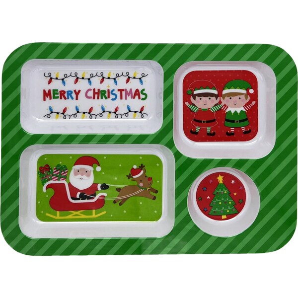 Christmas Kids 4 Section Dinner Plate Each