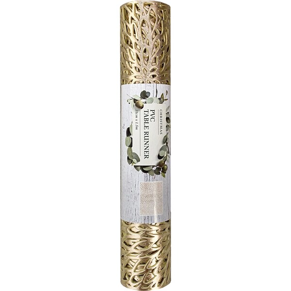 Christmas Pvc Table Runner Gold Each