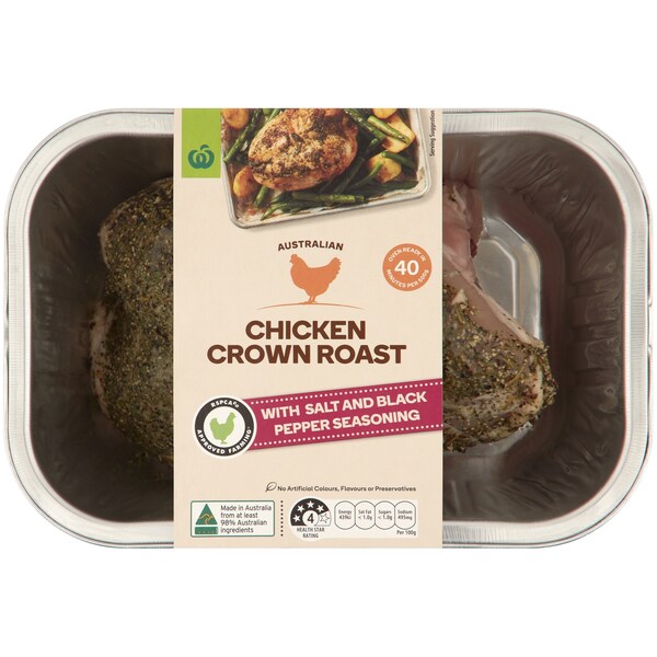 Woolworths Chicken Crown Roast With Salt & Cracked Black Pepper 550g - 750g