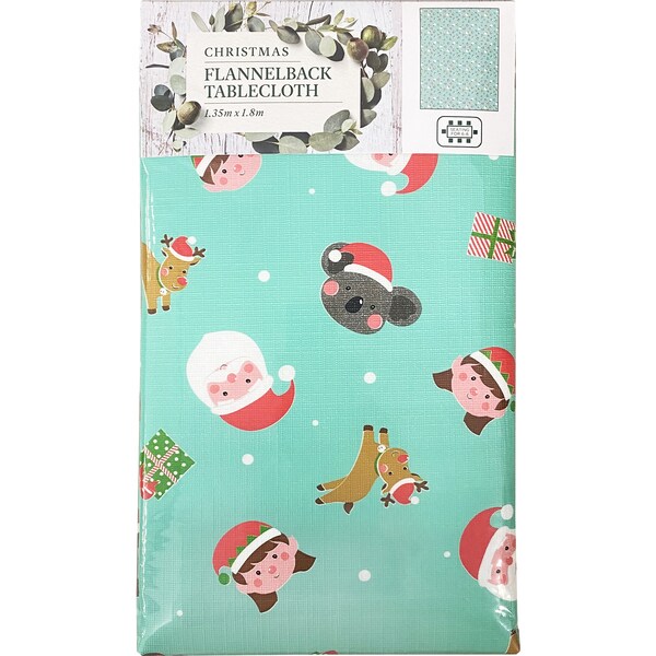 Christmas Flannelback Tablecloth Blue Character 135cm x 180cm Each