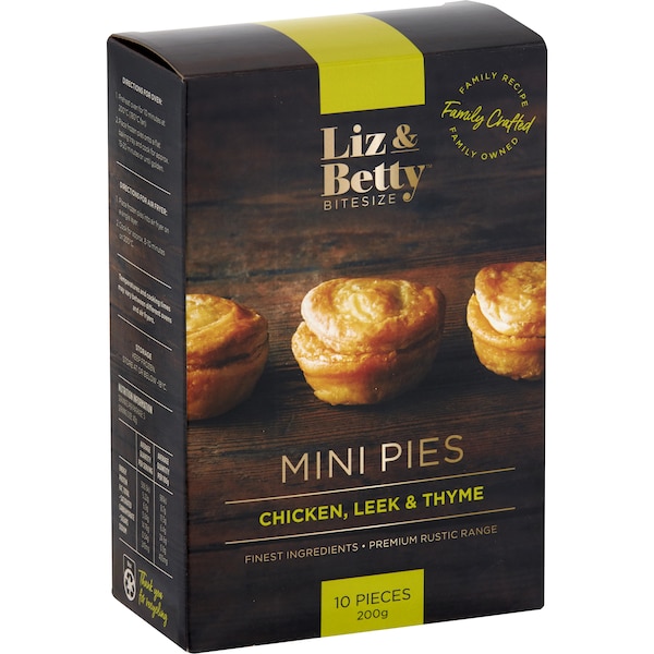 Liz & Betty Finest Mini Pies Chicken Leek Thyme 200g