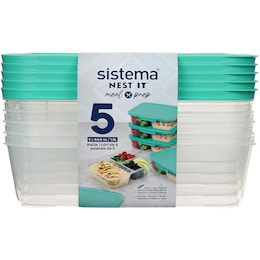 Sistema Nest It Meal Prep Food Storage Containers 1.9L x 5 pack – Woolworths