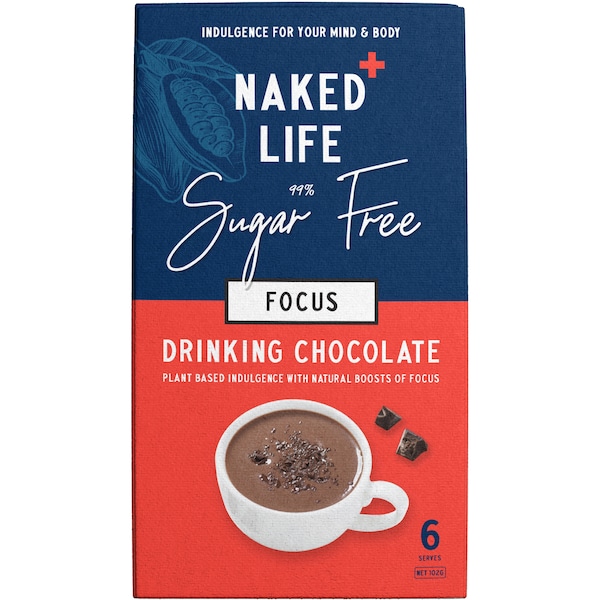 Naked Life 99% Sugar Free Focus Drinking Chocolate 6 pack