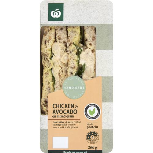Woolworths Chicken and Avocado On Mixed Grain Sandwich Each bunch