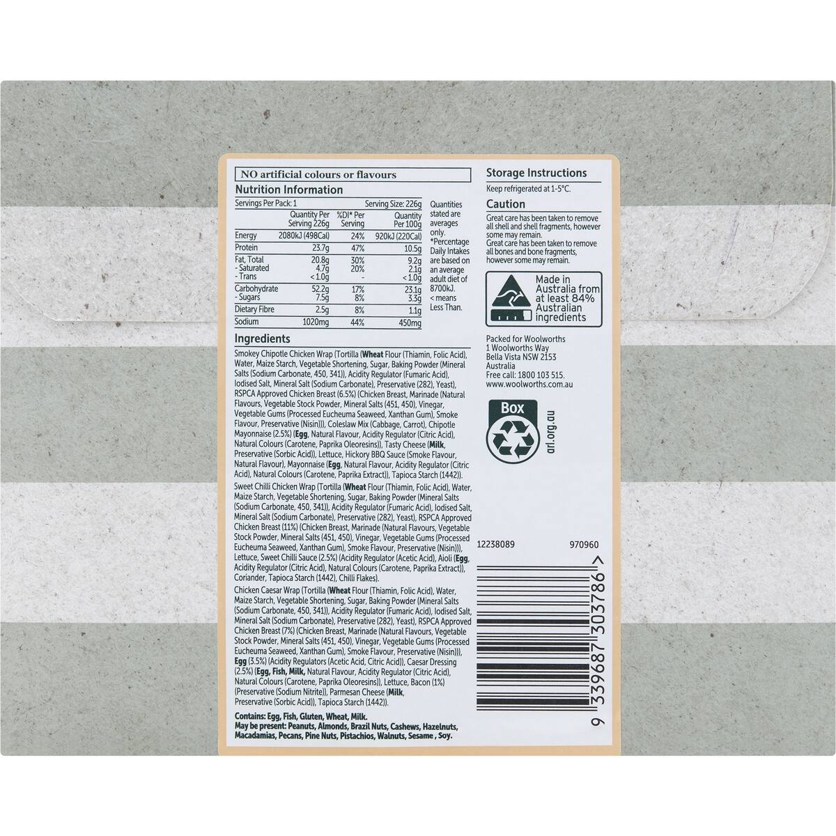 Woolworths Triple Chicken Wrap 221g bunch