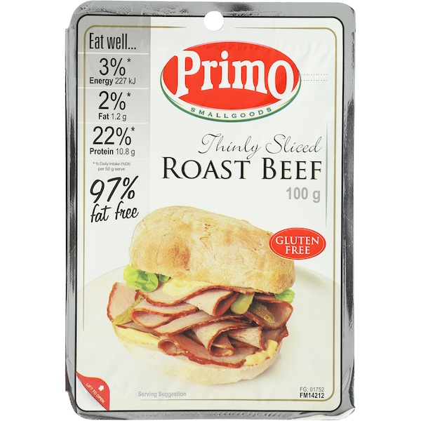 Primo Roast Beef Thin Sliced 94% Fat Free 100g