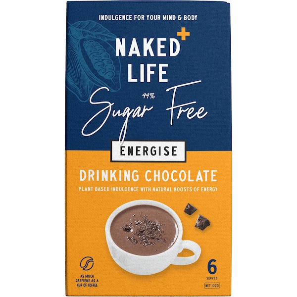Naked Life 99% Sugar Free Energise Drinking Chocolate 6 pack