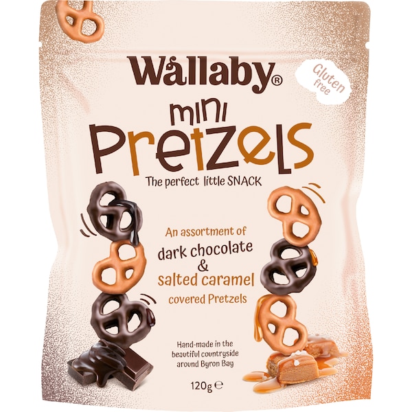 Wallaby Mini Assorted Chocolate Pretzels 120g