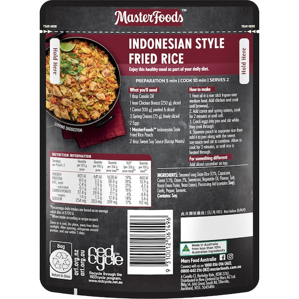 MasterFoods One Pan Rice Indonesian Style Fried Rice 250g