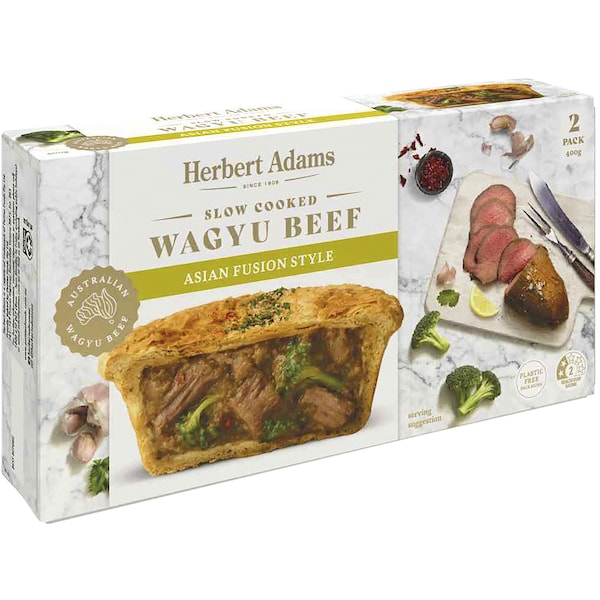 Herbert Adams Slow Cooked Wagyu Beef Asian Fusion Style Pies 2 pack