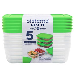 Sistema Nest It Meal Prep Food Storage Containers 870mL x 5 pack – Woolworths