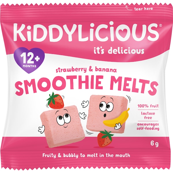 Kiddylicious Smoothie Melts Strawberry & Banana 12+ Months 6g