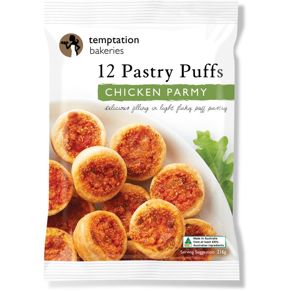 Temptation Bakeries Pastry Puffs Chicken Parmy 12 pack