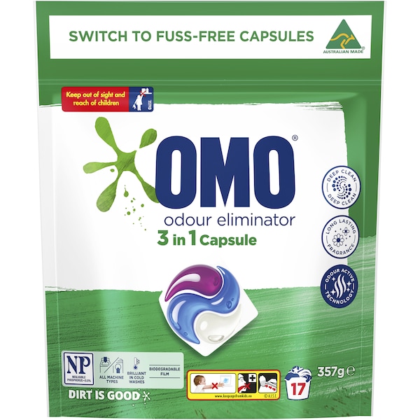 OMO Odour Eliminator 3 In 1 Capsule 17 pack