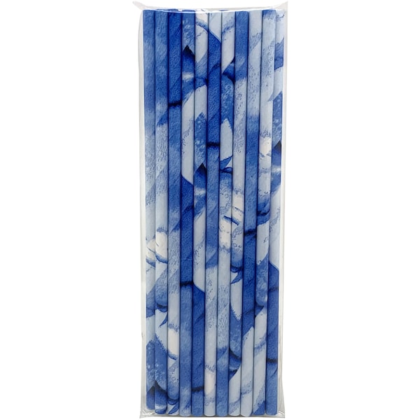 Armada Paper Straws Blue Watercolour 20 Pack