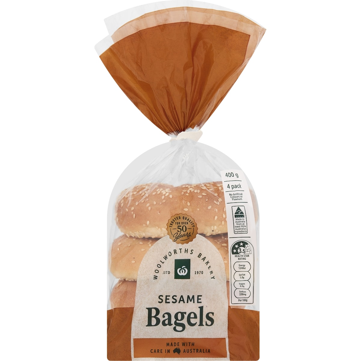 Woolworths Sesame Bagels 4 Pack bunch