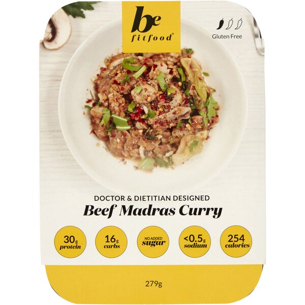 Bfit Food Beef Madras Curry Gluten Free Frozen Meal 279g