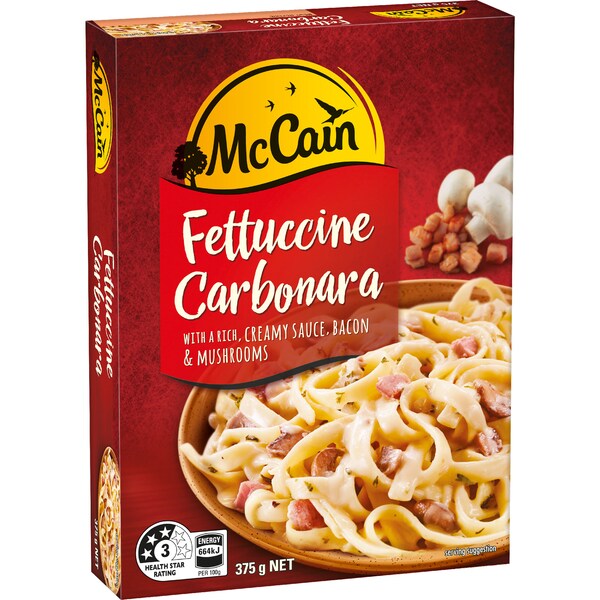 McCain Fettuccine Carbonara Frozen Meal 375g